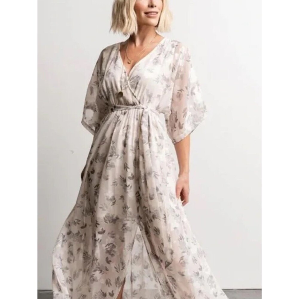 Baltic Born Floral Jacquard Kimono Maxi Dress Size XL - Picture 13 of 14